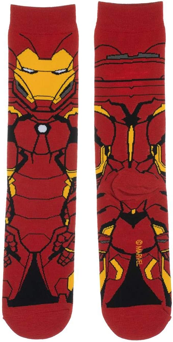 Bioworld Marvel Iron Man Animigos 360 Mens Crew Socks