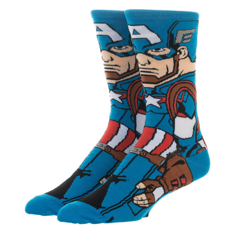 Bioworld Marvel Captain America Animigos 360 Mens Crew Socks