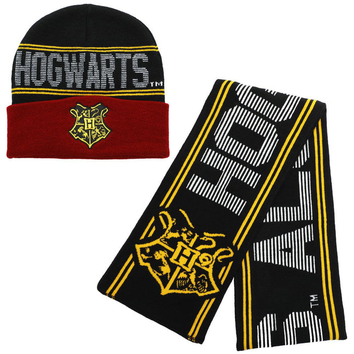 Bioworld Harry Potter Hogwarts Crest Beanie & Scarf, Set of 2 pieces