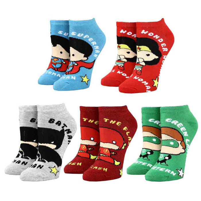 Bioworld DC Comics Justice League Chibi Ankle Socks, 5 Pairs