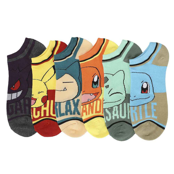 Bioworld Pokemon Character Names Ankle Socks, 6 Pairs