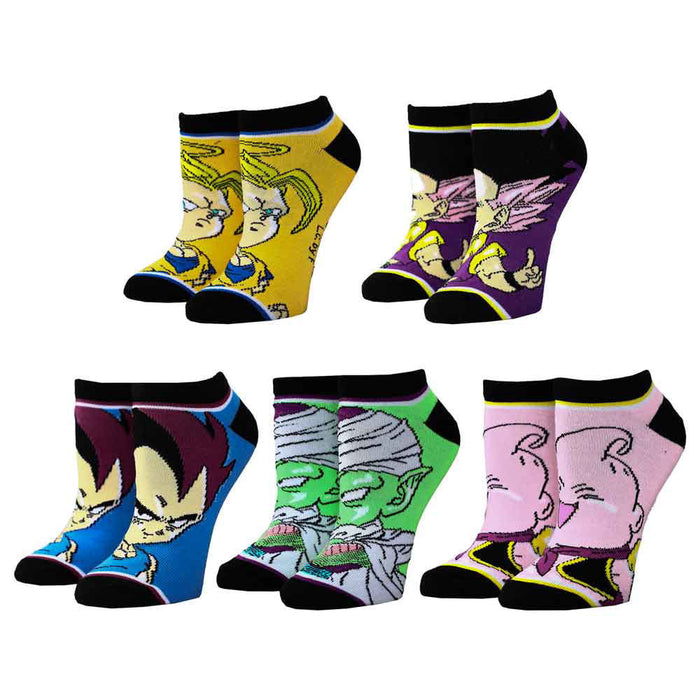 Bioworld Dragon Ball Z Chibi Characters Ankle Socks, 5 Pairs