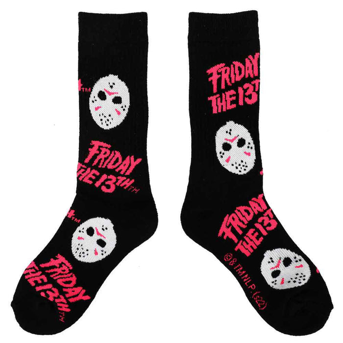 Friday The 13th Jason Mask Black Light Mens Crew Socks