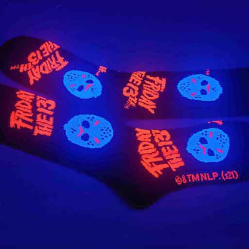 Friday The 13th Jason Mask Black Light Mens Crew Socks