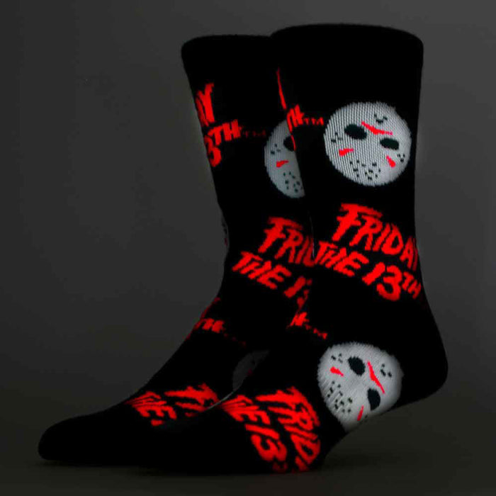 Friday The 13th Jason Mask Black Light Mens Crew Socks