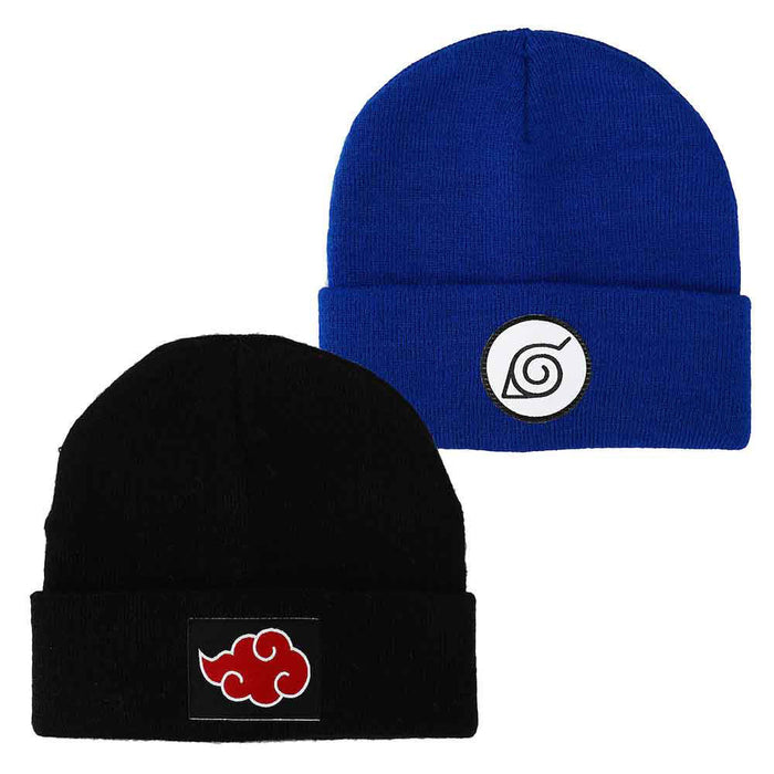 Bioworld Naruto Hidden Leaf Village & Akatsuki Cuff Beanies, Set of 2 pieces