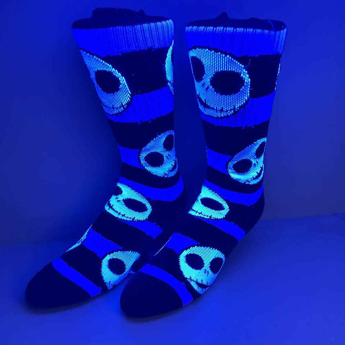 Bioworld Nightmare Before Christmas Jack Black Light Mens Crew Sock