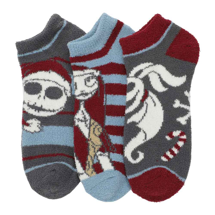 Disney The Nightmare Before Christmas Fuzzy Ankle Socks, 3 Pairs