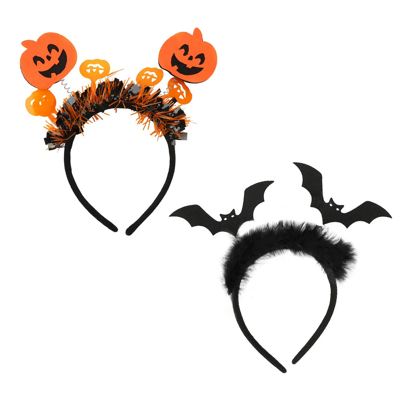 Halloween Bats & Pumpkins Cosplay Headbands, Set of 2 pieces
