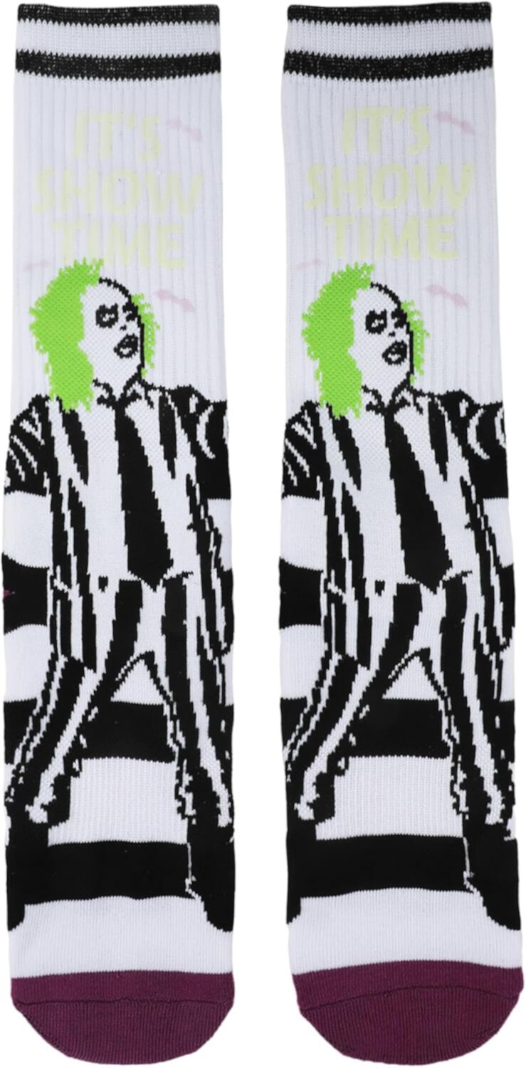 Beetlejuice UV Color-Changing White Athletic Mens Crew Socks