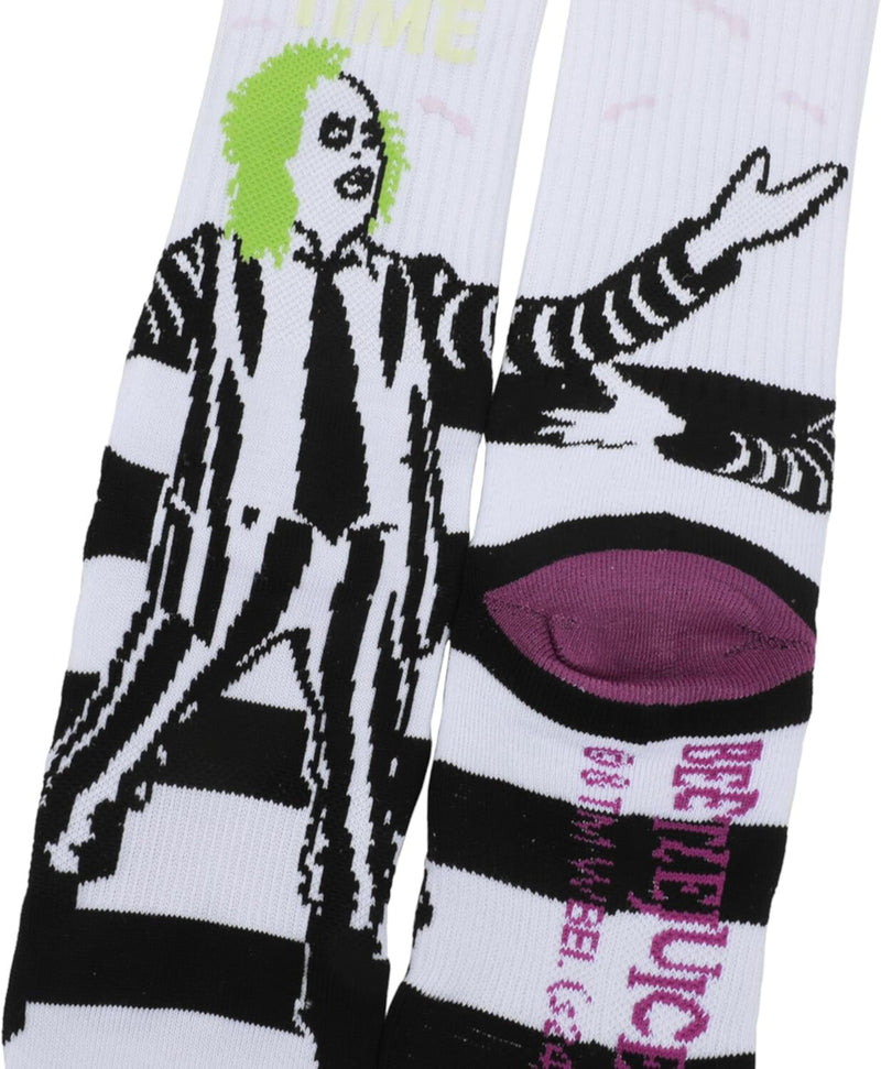Beetlejuice UV Color-Changing White Athletic Mens Crew Socks