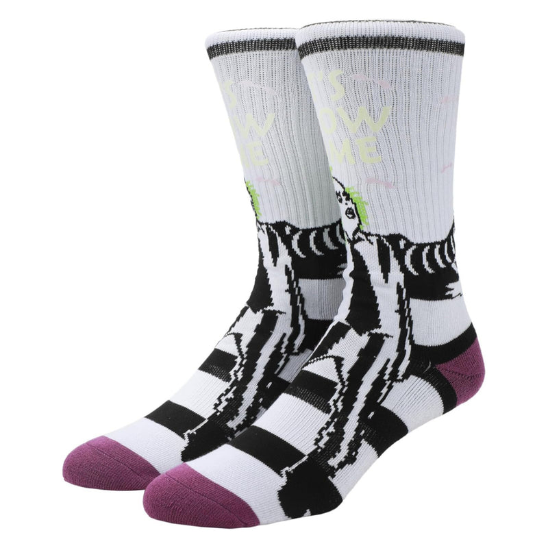 Beetlejuice UV Color-Changing White Athletic Mens Crew Socks