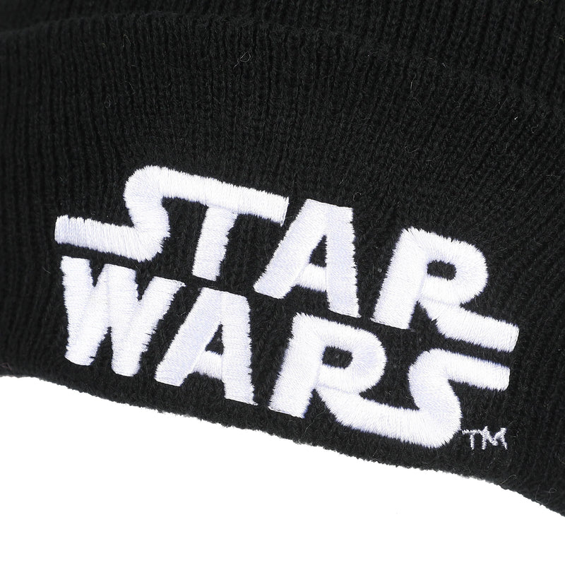 Star Wars Embroidered Logo Black Knit Cuff Beanie