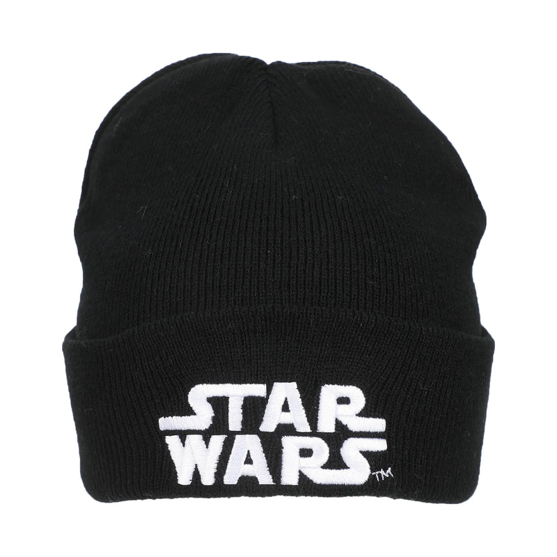Star Wars Embroidered Logo Black Knit Cuff Beanie