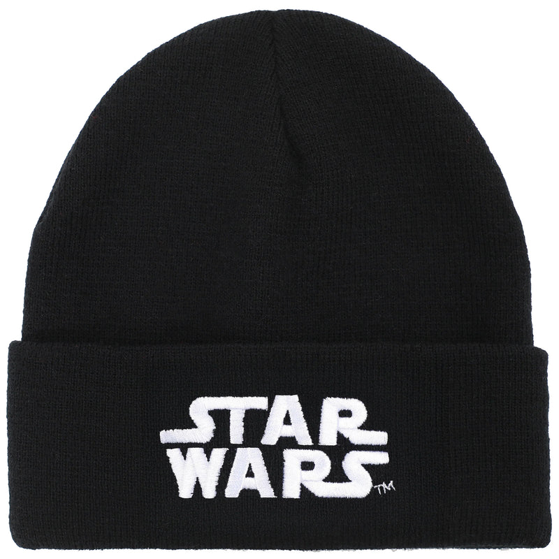Star Wars Embroidered Logo Black Knit Cuff Beanie