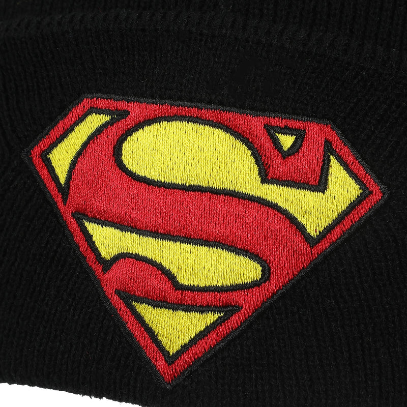 DC Comics Superman Logo Embroidered Black Cuff Beanie