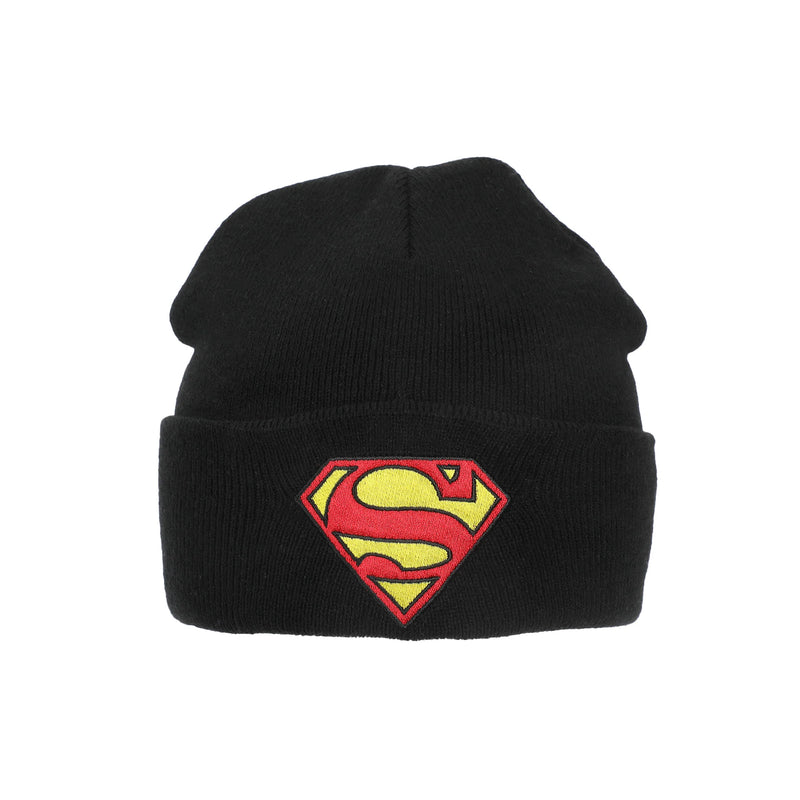 DC Comics Superman Logo Embroidered Black Cuff Beanie