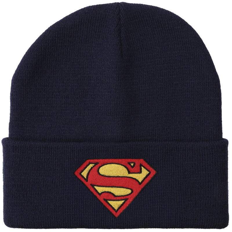 DC Comics Superman Logo Embroidered Black Cuff Beanie
