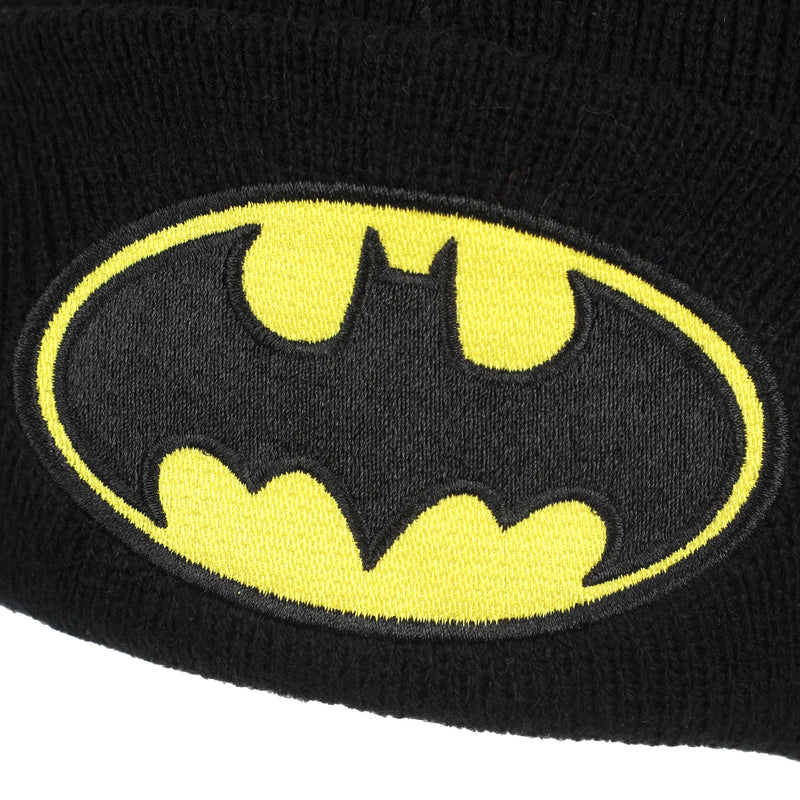 DC Comics Batman Logo Embroidered Black Cuff Beanie