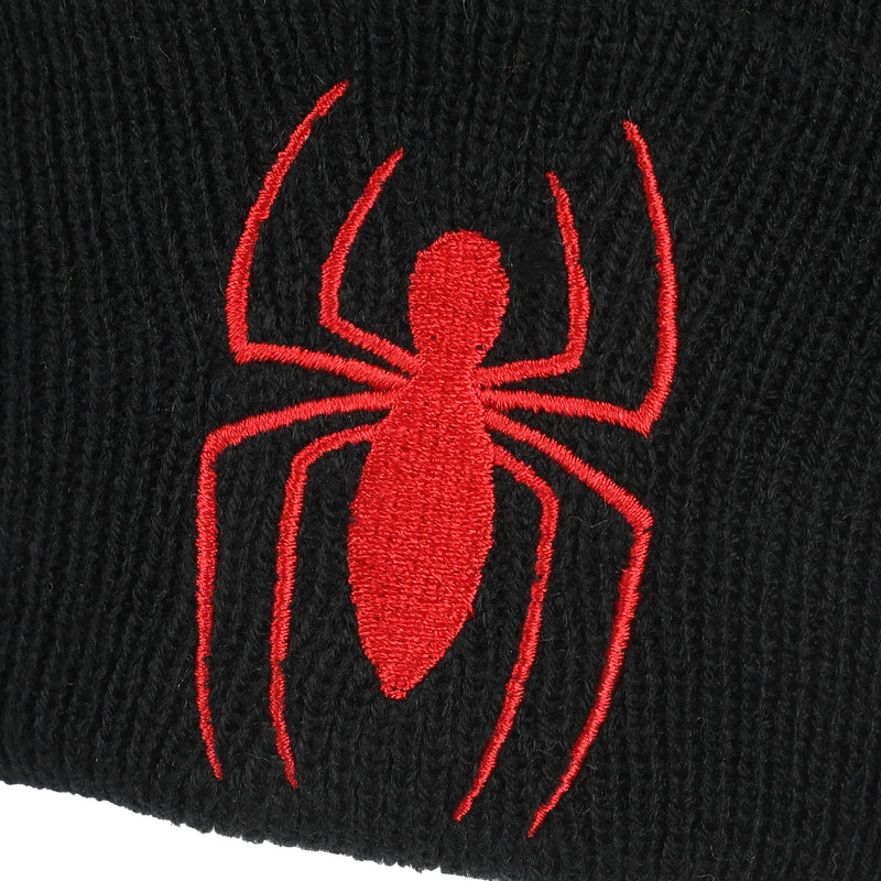Marvel Spider-Man Logo Embroidered Black Cuff Beanie