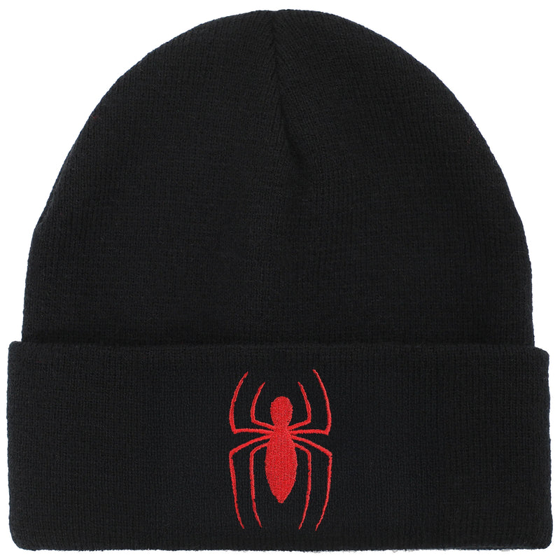 Marvel Spider-Man Logo Embroidered Black Cuff Beanie