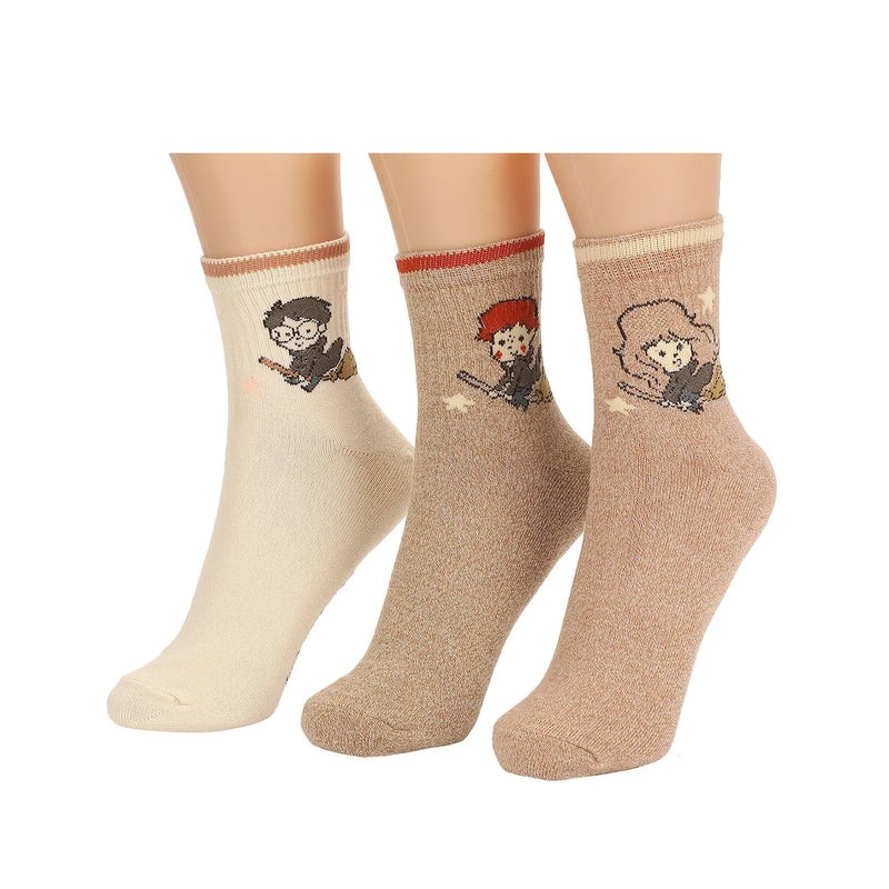 Harry Potter Golden Trio Women’s Quarter Crew Socks – 3 Pair Pack