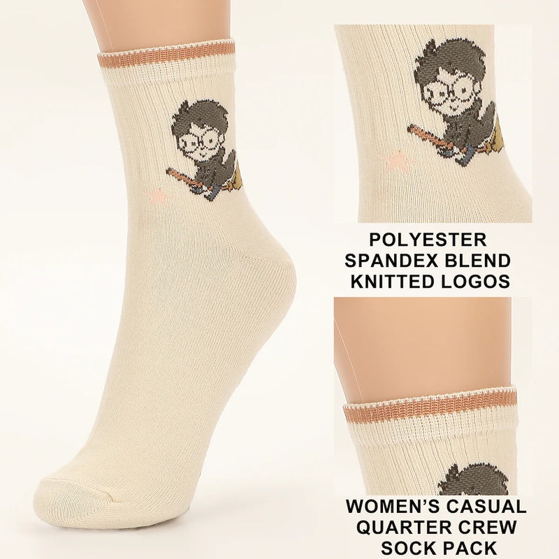 Harry Potter Golden Trio Women’s Quarter Crew Socks – 3 Pair Pack