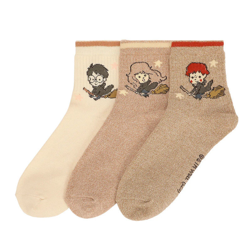 Harry Potter Golden Trio Women’s Quarter Crew Socks – 3 Pair Pack