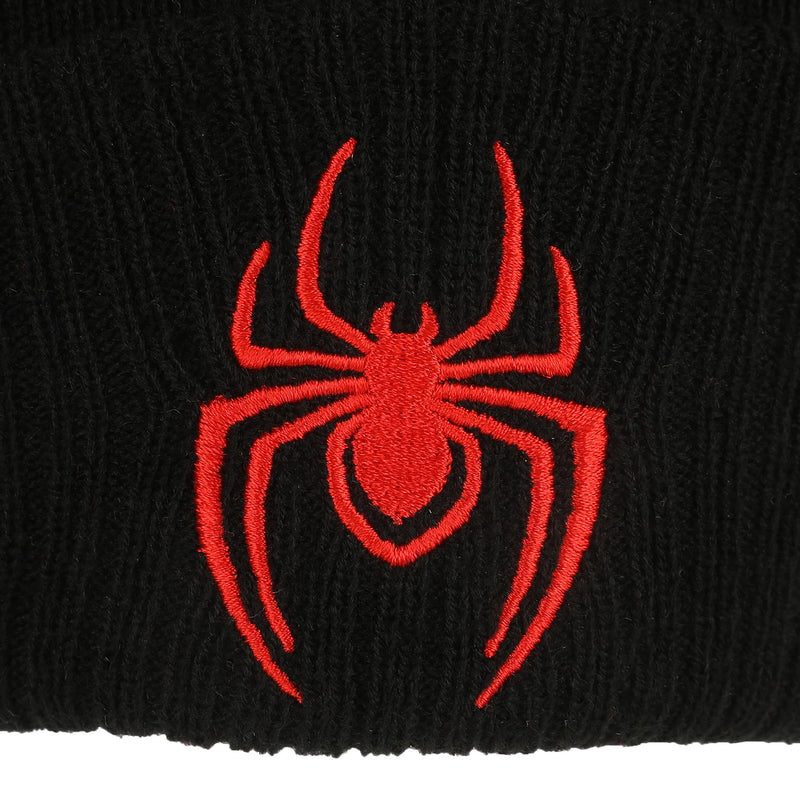 Marvel Spider-Man Logo & Name Black Pom Cuff Beanie