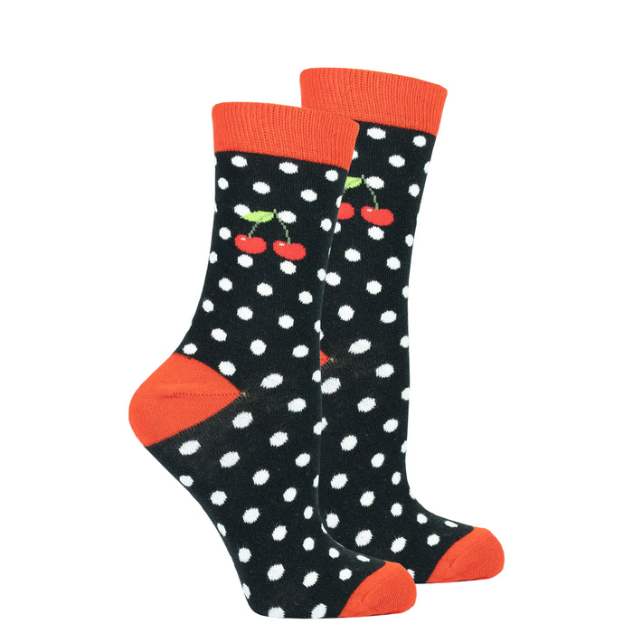 Socks n Socks Cherry Dot Womens Crew Socks