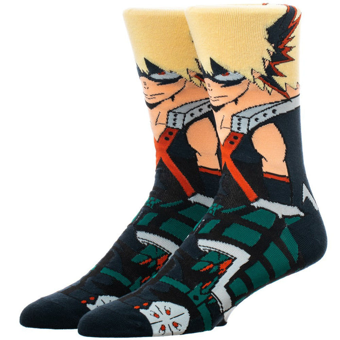 Bioworld My Hero Academia Bakugo Animigos 360 Character Mens Crew Socks