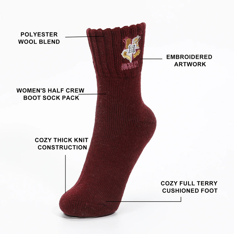 Harry Potter Hogwarts Icons Women’s Half-Crew Boot Socks – 2 Pair Pack