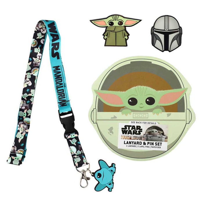 Bioworld Star Wars The Mandalorian Grogu Lapel Pins & Lanyard, Set of 3 pieces