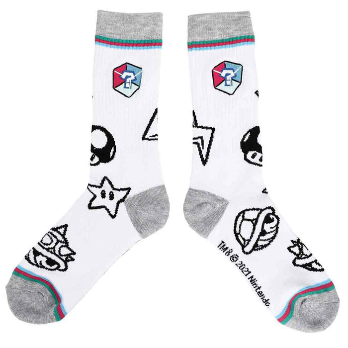 Bioworld Super Mario Cart Embroidered Mens Crew Socks