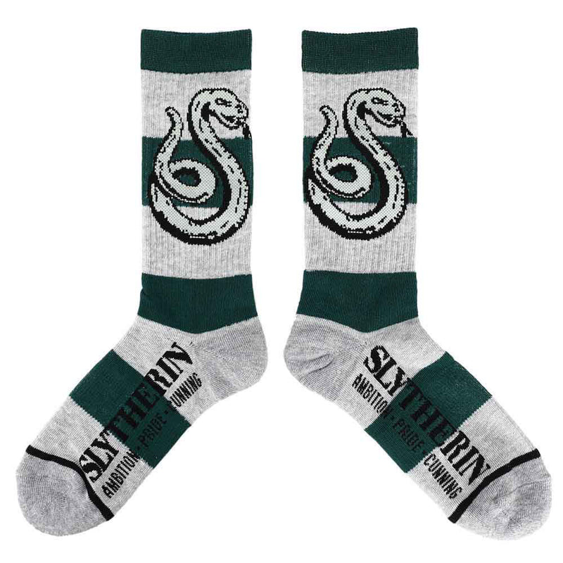 Bioworld Harry Potter Slytherin Rugby Stripe Mens Crew Socks