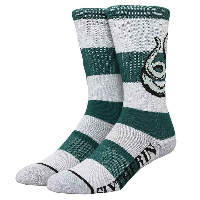 Bioworld Harry Potter Slytherin Rugby Stripe Mens Crew Socks