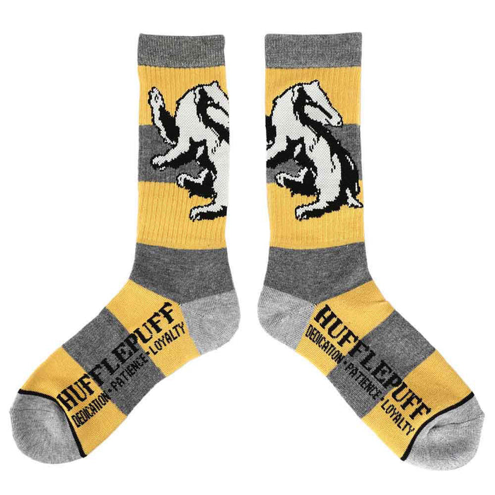 Bioworld Harry Potter Hufflepuff Rugby Stripe Mens Crew Socks