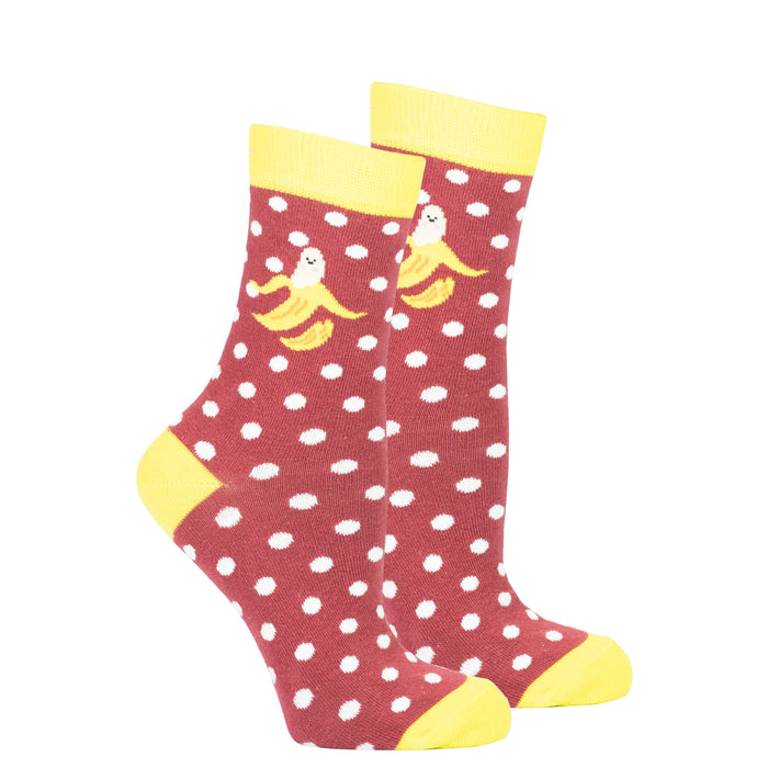 Socks n Socks Banana Dot Womens Crew Socks