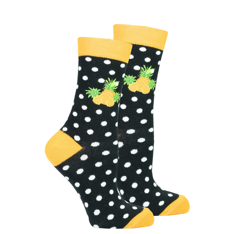 Socks n Socks Pineapple Dot Womens Crew Socks