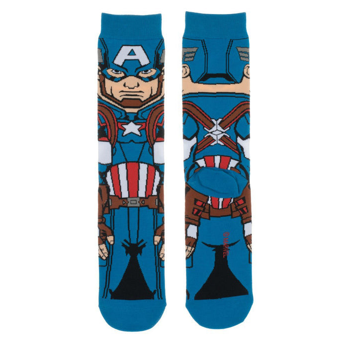 Bioworld Marvel Captain America Animigos 360 Mens Crew Socks