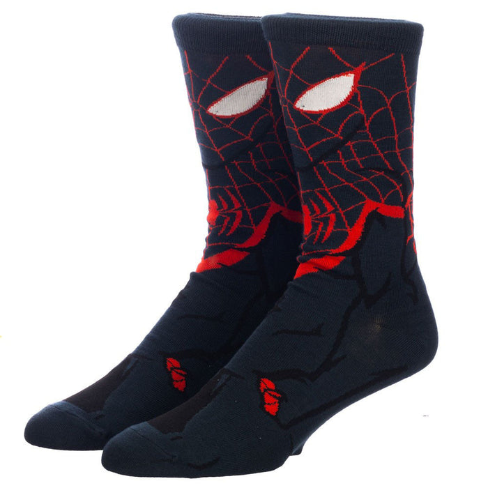 Bioworld Marvel Miles Morales Spiderman Animigos 360 Mens Crew Socks