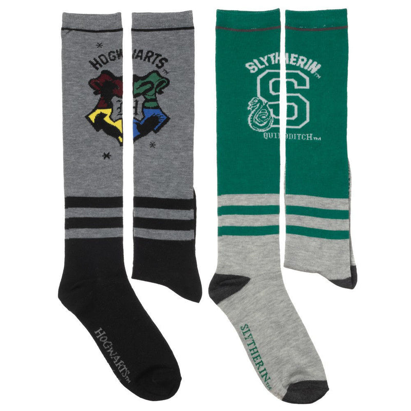 Bioworld Harry Potter Slytherin Womens Knee High Socks, 2 Pairs