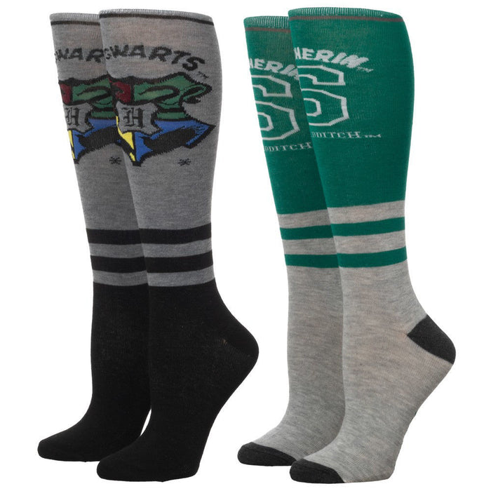 Bioworld Harry Potter Slytherin Womens Knee High Socks, 2 Pairs